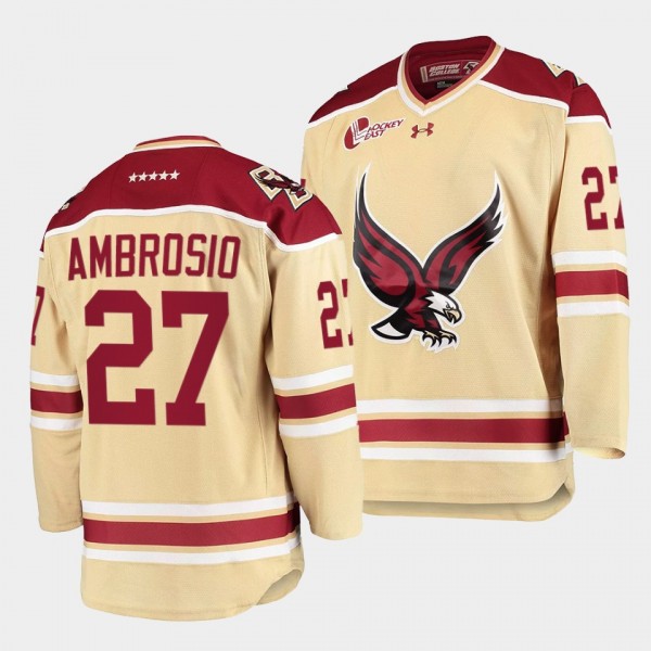 Colby Ambrosio Boston College Eagles 27 College Hockey Beige 2021-22 Jersey