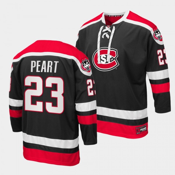 St. Cloud State Huskies Jack Peart Black College Hockey 2021-22 Lace-up Jersey