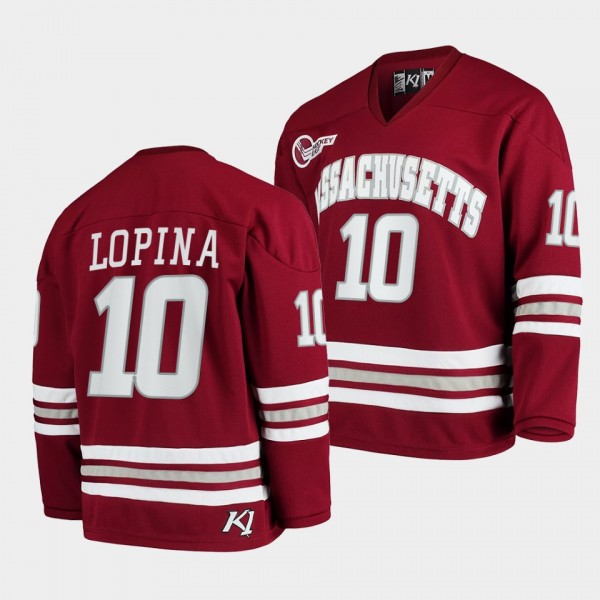UMass Minutemen Josh Lopina Maroon College Hockey 2021-22 Alumni Player Jersey