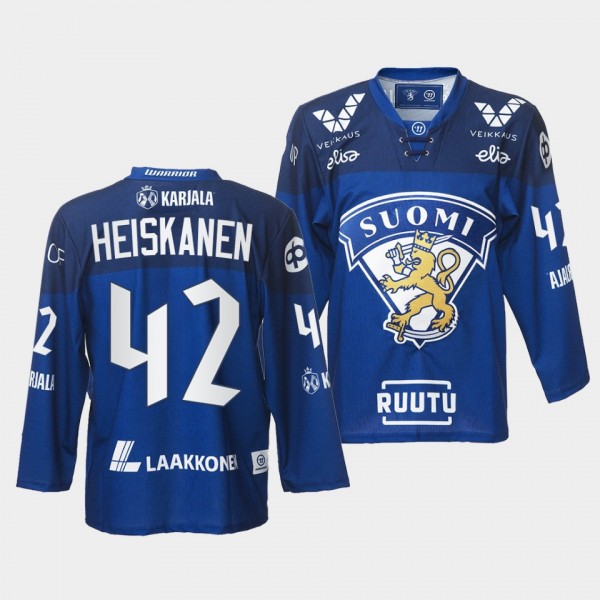 Finland Team 42 Miro Heiskanen 2021-22 Jersey Blue...