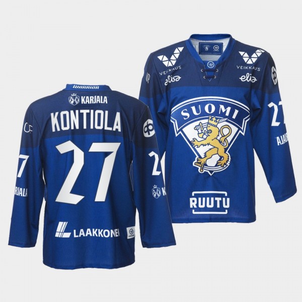 Finland Team 27 Petri Kontiola 2021-22 Jersey Blue Away