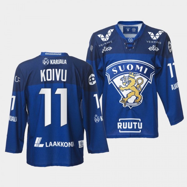 Finland Team 11 Saku Koivu 2021-22 Jersey Blue Awa...