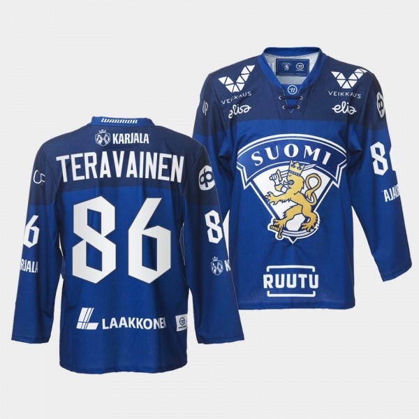 Finland Team 86 Teuvo Teravainen 2021-22 Jersey Blue Away