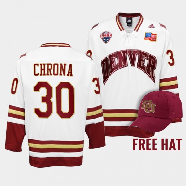 Magnus Chrona Denver Pioneers 30 College Hockey Wh...