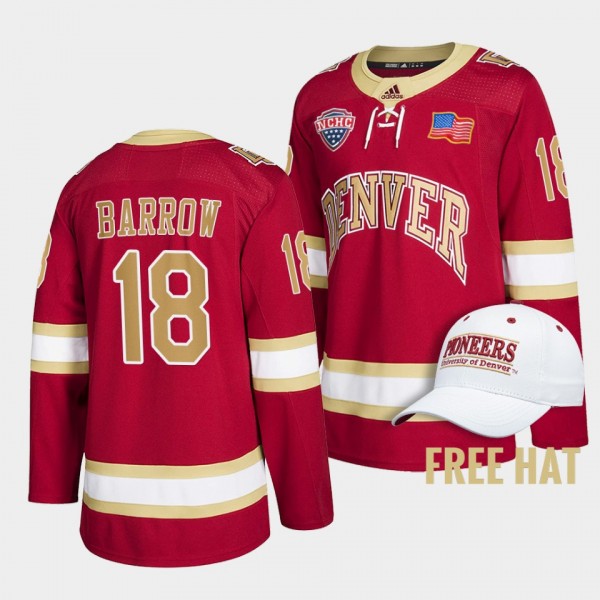 Denver Pioneers Ryan Barrow Crimson College Hockey...