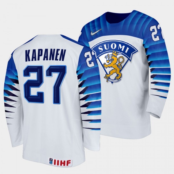 Finland Hockey #27 Oliver Kapanen 2022 IIHF World Junior Championship White Jersey Home