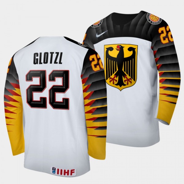 Germany Hockey #22 Maximilian Glotzl 2022 IIHF World Junior Championship White Jersey Home