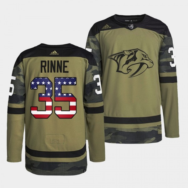 Nashville Predators 35 Pekka Rinne 2022 Military Appreciation Practice Camo Jersey