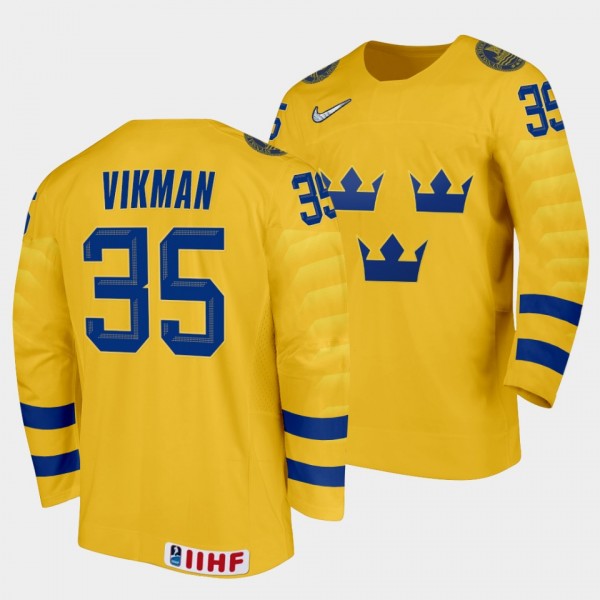 Sweden Hockey #35 Jesper Vikman 2022 IIHF World Ju...