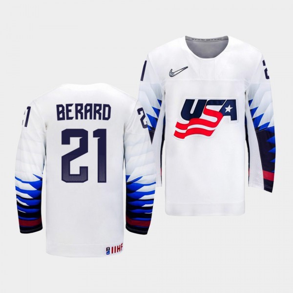 USA Hockey #21 Brett Berard 2022 IIHF World Junior Championship White Jersey Home