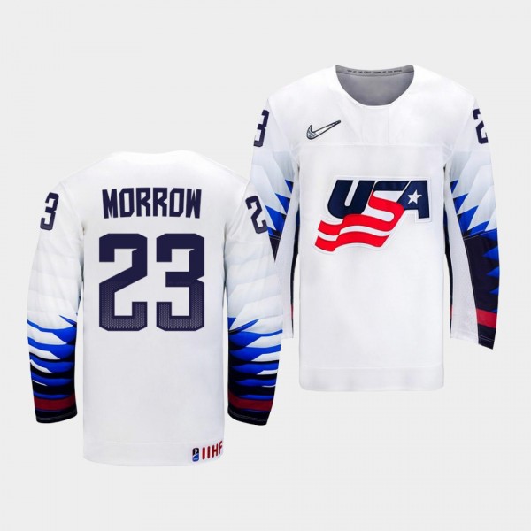 USA Hockey #23 Scott Morrow 2022 IIHF World Junior Championship White Jersey Home