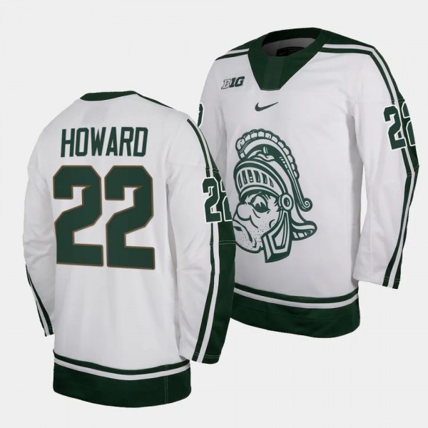 Michigan State Spartans Isaac Howard Replica Hockey White 2023-24 Jersey