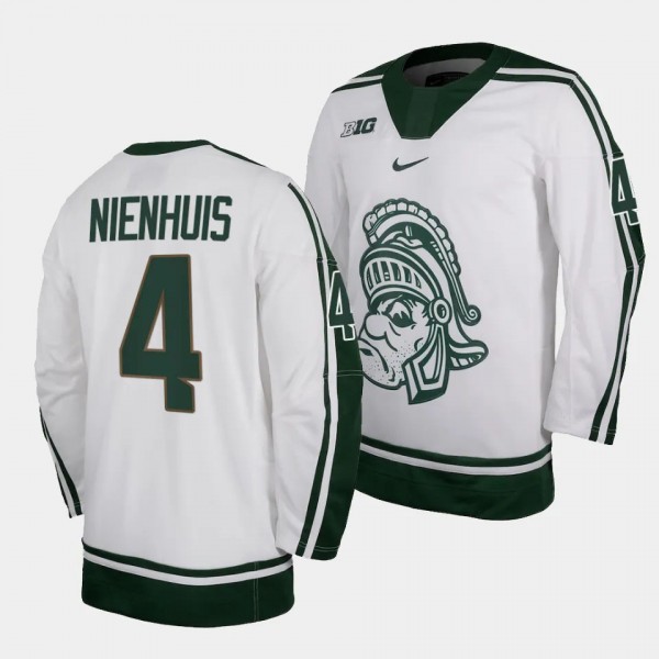 Michigan State Spartans Nash Nienhuis Replica Hockey White 2023-24 Jersey