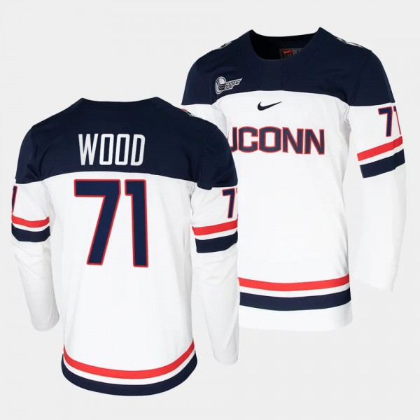 Matthew Wood UConn Huskies College Hockey White Re...