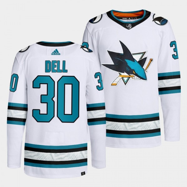 Aaron Dell #30 San Jose Sharks 2022-23 Away White Jersey Primegreen Authentic