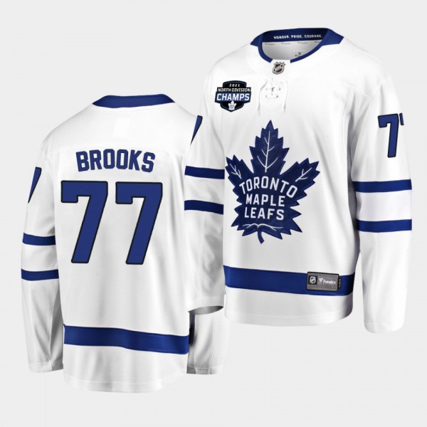 Maple Leafs Adam Brooks 2021 North Division Champions White Jersey