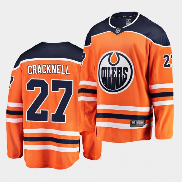 Adam Cracknell #27 Oilers Home 2020 Orange Breakaw...