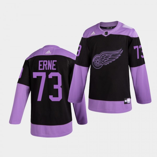 Detroit Red Wings Adam Erne HockeyFightsCancer Jersey Purple Authentic
