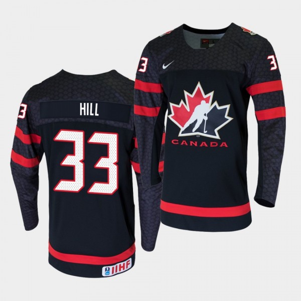 Canada Team 33 Adin Hill 2021 IIHF World Champions Black Replica Jersey