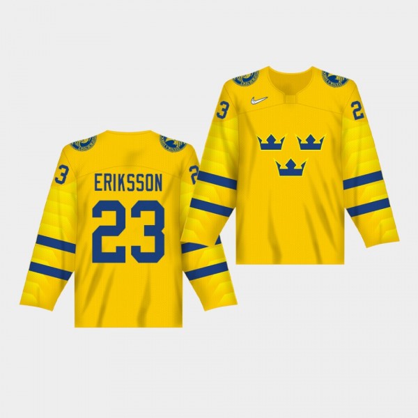 Albin Eriksson 2020 IIHF World Junior Championship #23 Yellow Jersey