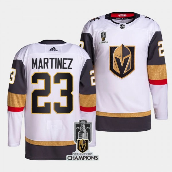 Vegas Golden Knights 2023 Stanley Cup Champions Alec Martinez #23 White Authentic Away Jersey Men's