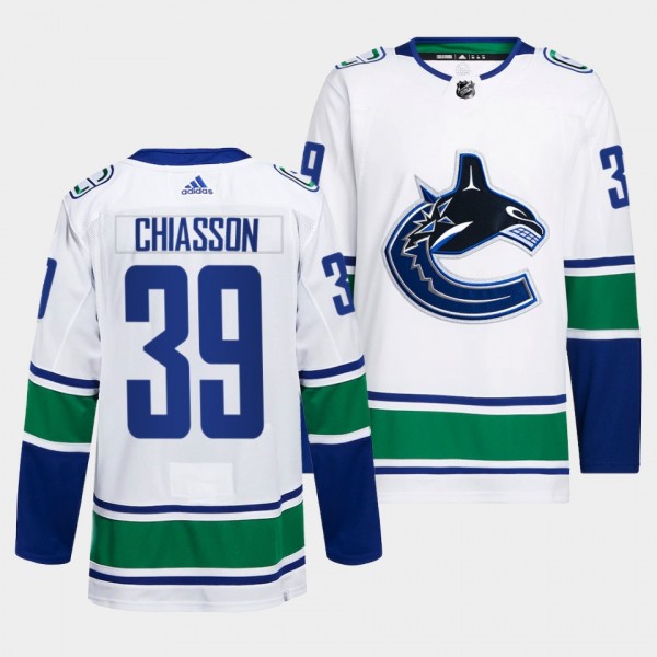 Vancouver Canucks Away Alex Chiasson #39 White Jersey Primegreen Authentic Pro
