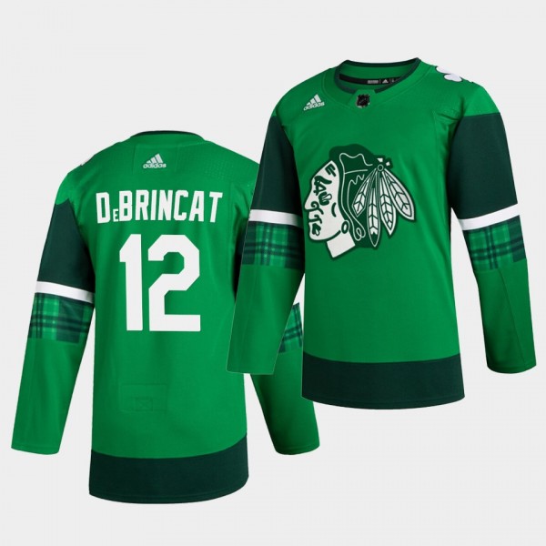 Alex DeBrincat #12 Blackhawks 2020 St. Patrick's Day Authentic Player Green Jersey Men's