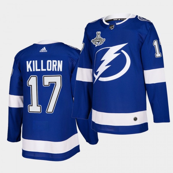 Tampa Bay Lightning Alex Killorn 2020 Stanley Cup Champions Authentic Home Blue Men Jersey