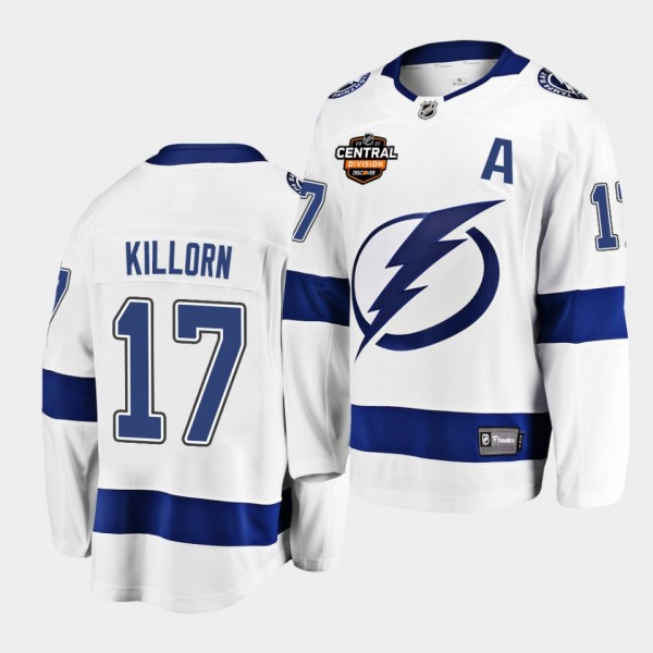 Tampa Bay Lightning Alex Killorn 2021 Central Division Patch White Jersey Away