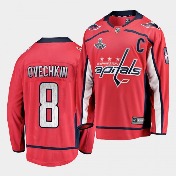 Alex Ovechkin #8 Capitals 2018-19 Home Red-Silver ...