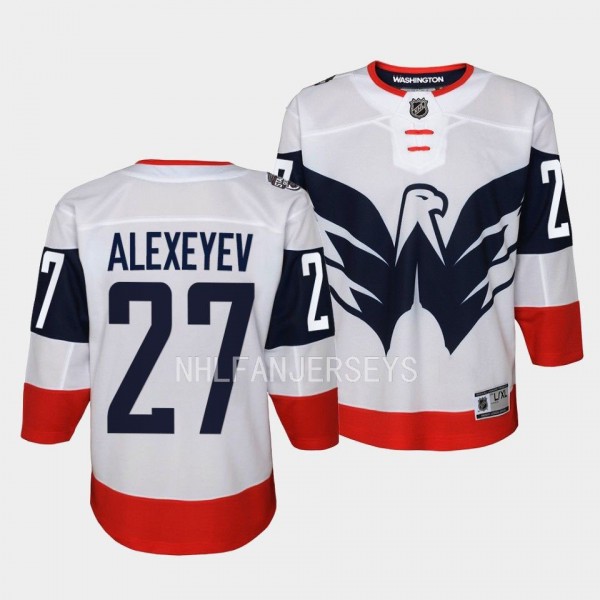 Washington Capitals #27 Alexander Alexeyev 2023 NHL Stadium Series Player White Youth Jersey