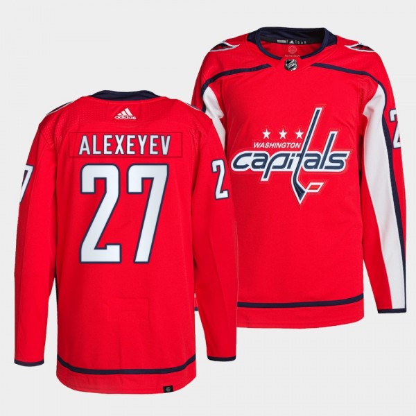 Alexander Alexeyev Capitals Home Red Jersey #27 Au...