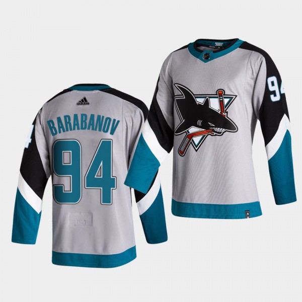 San Jose Sharks 2021 Reverse Retro Alexander Barabanov Gray Special Edition Jersey