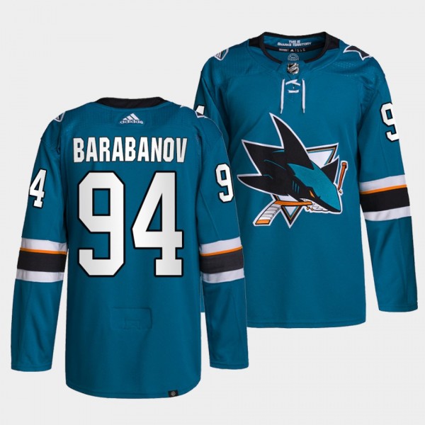 Alexander Barabanov Sharks Home Teal Jersey #94 Pr...