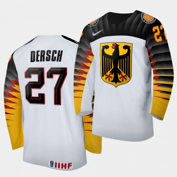 Germany Alexander Dersch 2020 IIHF World Junior Ice Hockey White Home Jersey