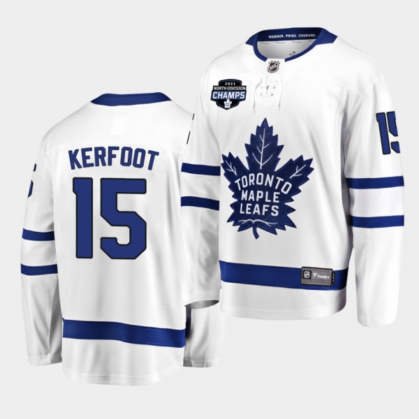 Maple Leafs Alexander Kerfoot 2021 North Division Champions White Jersey