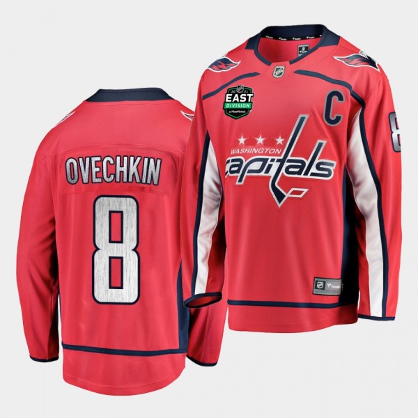 Washington Capitals Alexander Ovechkin 2021 East Division Patch Red Jersey Home