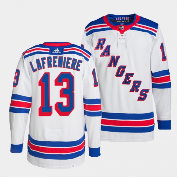Alexis Lafreniere Rangers Away White Jersey #13 Primegreen Authentic Pro