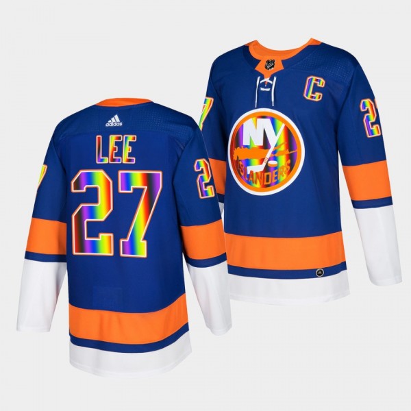 New York Islanders Anders Lee 2022 Pride Night #27 Royal Jersey HockeyIsForEveryone