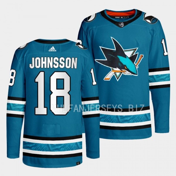 San Jose Sharks Home Andreas Johnsson #18 Blue Jer...