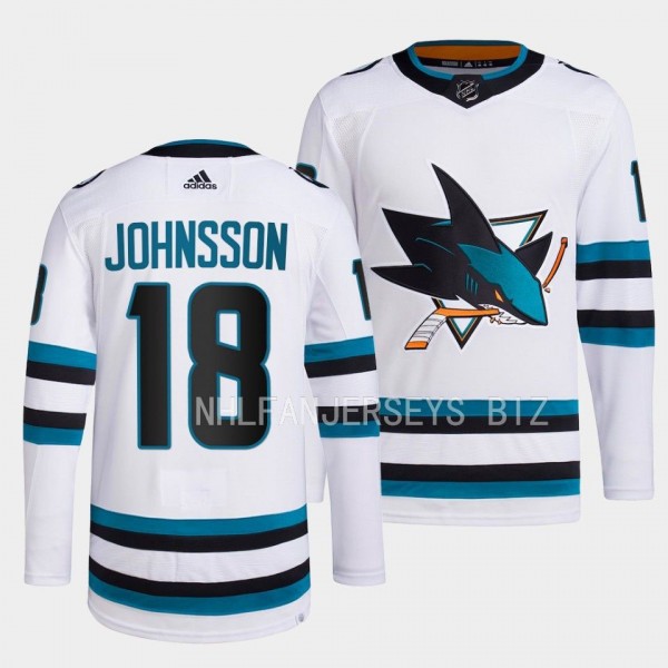 San Jose Sharks Away Andreas Johnsson #18 White Je...