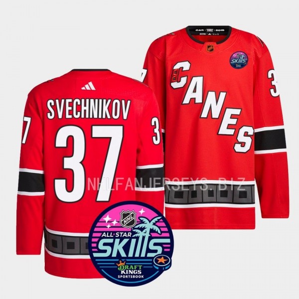 2023 NHL All-Star Skills Andrei Svechnikov Carolina Hurricanes Red #37 Reverse Retro Jersey