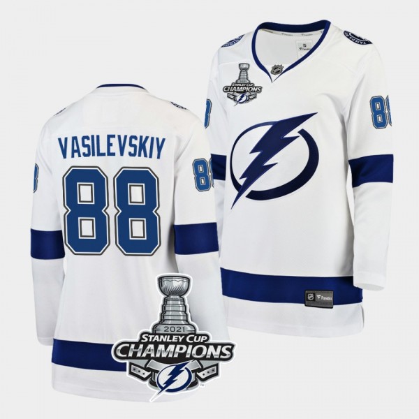 Andrei Vasilevskiy Tampa Bay Lightning 2021 Stanley Cup Champions White Away Women Jersey