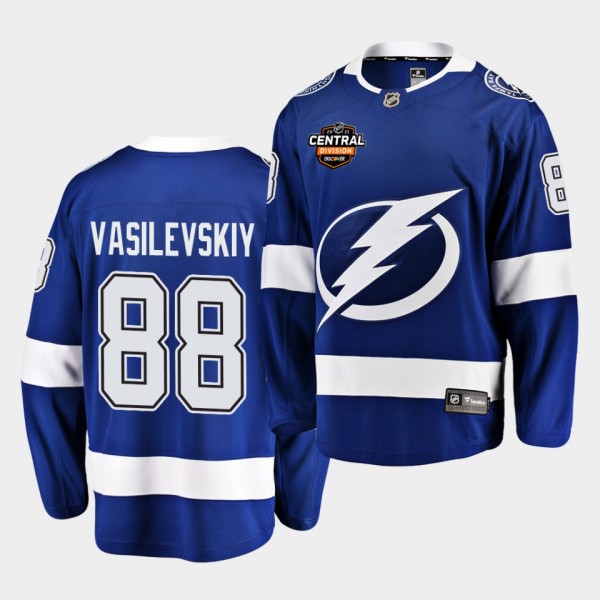 Tampa Bay Lightning Andrei Vasilevskiy 2021 Central Division Patch Blue Jersey Home