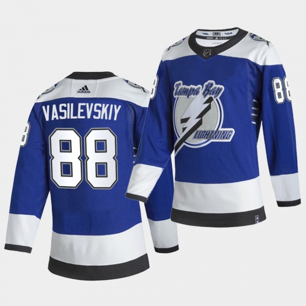 Tampa Bay Lightning 2021 Reverse Retro Andrei Vasilevskiy Blue Authentic Jersey