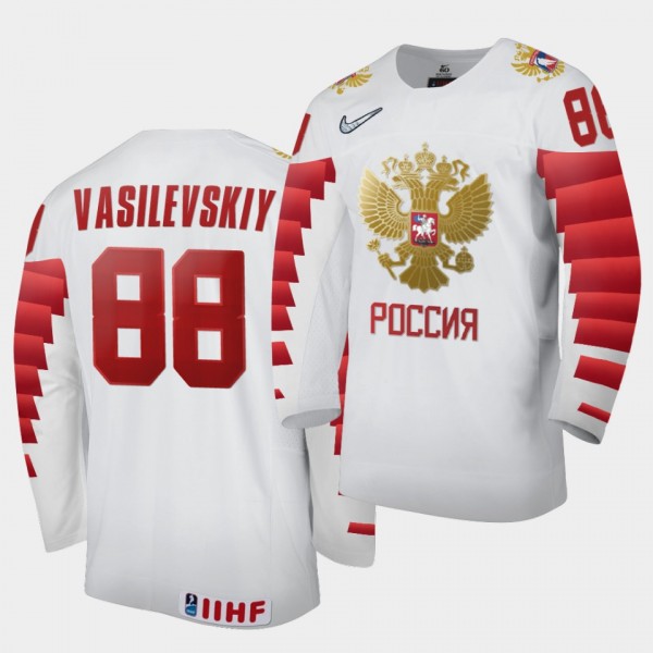 Russia Andrei Vasilevskiy 2020 IIHF World Ice Hockey White Home Jersey