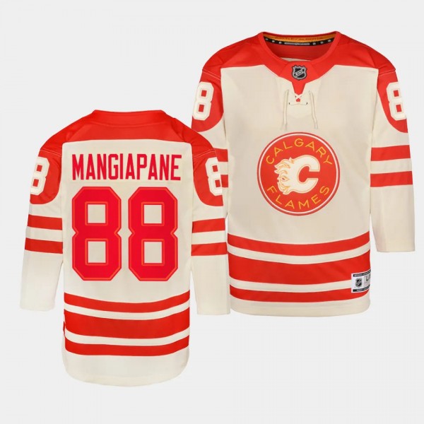 Andrew Mangiapane Calgary Flames Youth Jersey 2023 NHL Heritage Classic Cream Premier Player Jersey