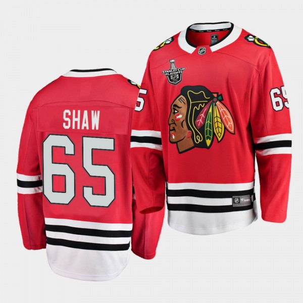 Andrew Shaw #65 Blackhawks 2020 Stanley Cup Playoffs Red Home Jersey