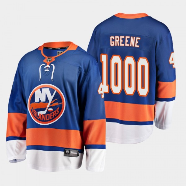 Andy Greene New York Islanders 1000th Game Royal Special Jersey Men