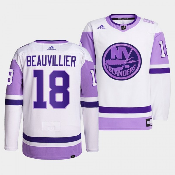 New York Islanders Anthony Beauvillier 2021 HockeyFightsCancer Jersey #18 White Primegreen